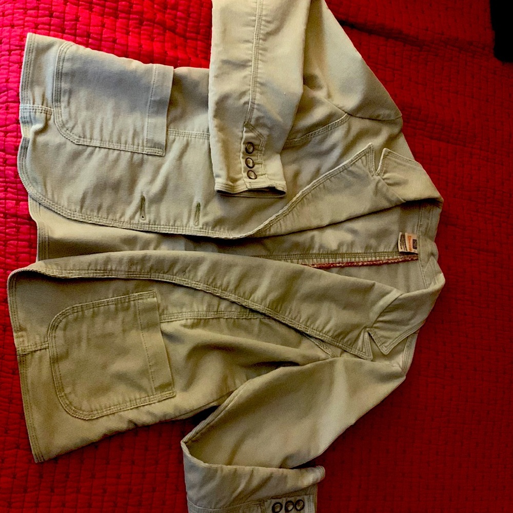 Beige corduroy jacket.